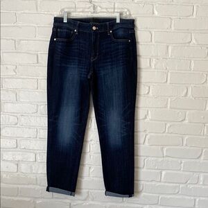 White House Black Market Mid-Rise Girlfriend Everyday Soft Dark Blue Jeans - 10